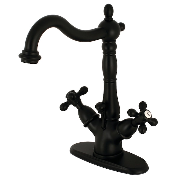 Heritage 2-Handle Bathroom Faucet W/Brass Pop-Up & Cover Plate, Black
